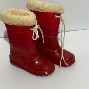 Stride Rite Kids Red Cream Waterproof Faux Fur Winter Boots Size 5 Toddler